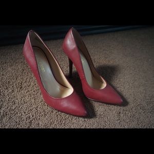 Burgundy pointy toe heels